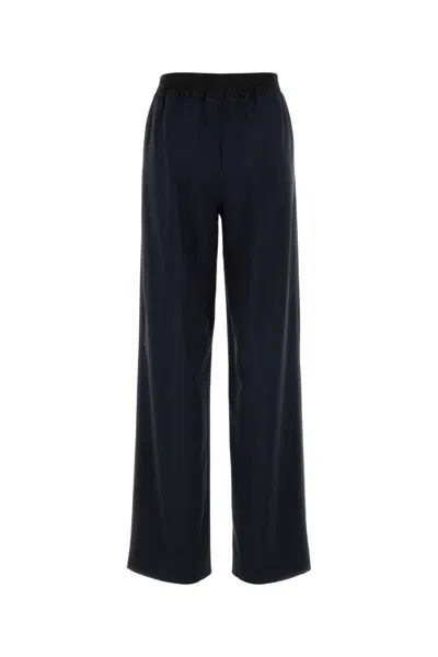 Miu Miu Navy Blue Wool Pant In Blue