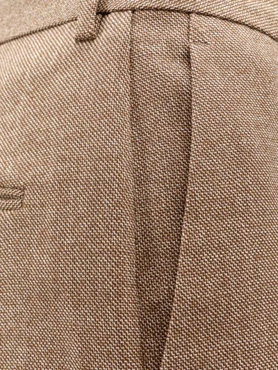 Mm6 Maison Margiela Wool Trousers With Front Crease And Pockets In Brown