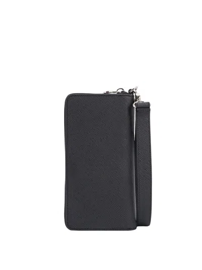 Kiton Leather Wallet With Metal Logo In Black