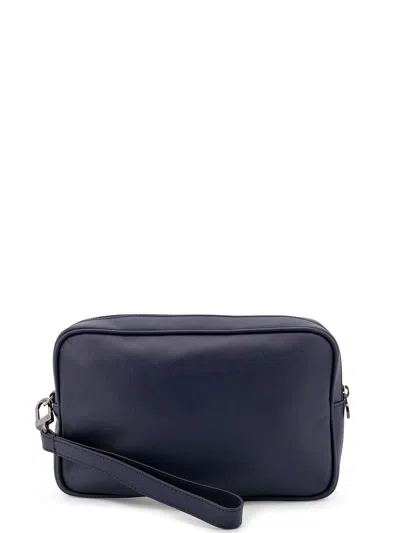 Kiton Nylon Clutch Bag With Iconic Logo Embroidery