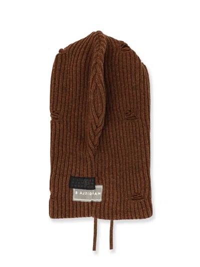 Mm6 Maison Margiela Wool Blend Balaclava With Distressed Effect