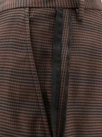 Mm6 Maison Margiela Wool Blend Trousers With Raw-cut Edges In Brown