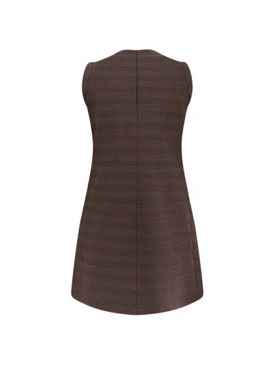 Mm6 Maison Margiela Wool Blend Short Dress In Brown