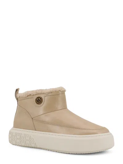 Pinko Yoko 22 Leather Ankle Boots In Brown