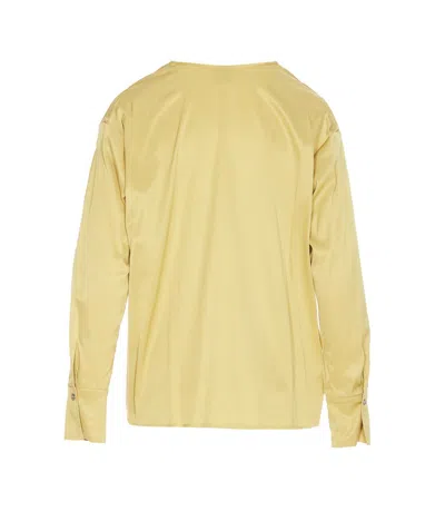 Pinko Viscose Blouse With Button And Tie Accents In Yellow