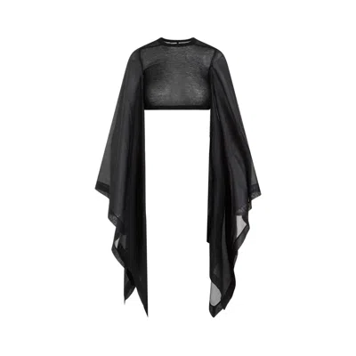 Rick Owens Long Sleeve Cropped T-shirt In Blue