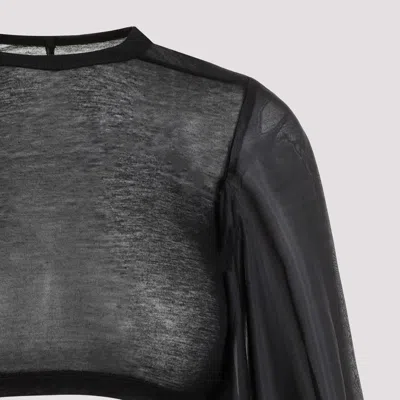 Rick Owens Long Sleeve Cropped T-shirt In Blue