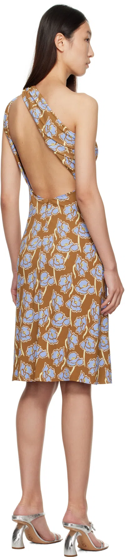 Versace One-shoulder Stretch Crepe Jersey Cocktail Dress In Brown