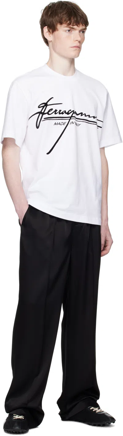Ferragamo Signature Velvet Logo T-shirt In White