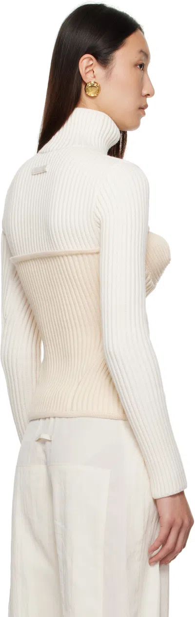 Jean Paul Gaultier Ribbed-knit Wool-blend Turtleneck Sweater In Neutral