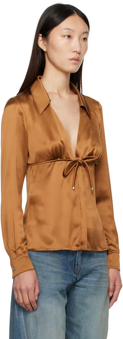 Versace Tie-front Blouse In Brown