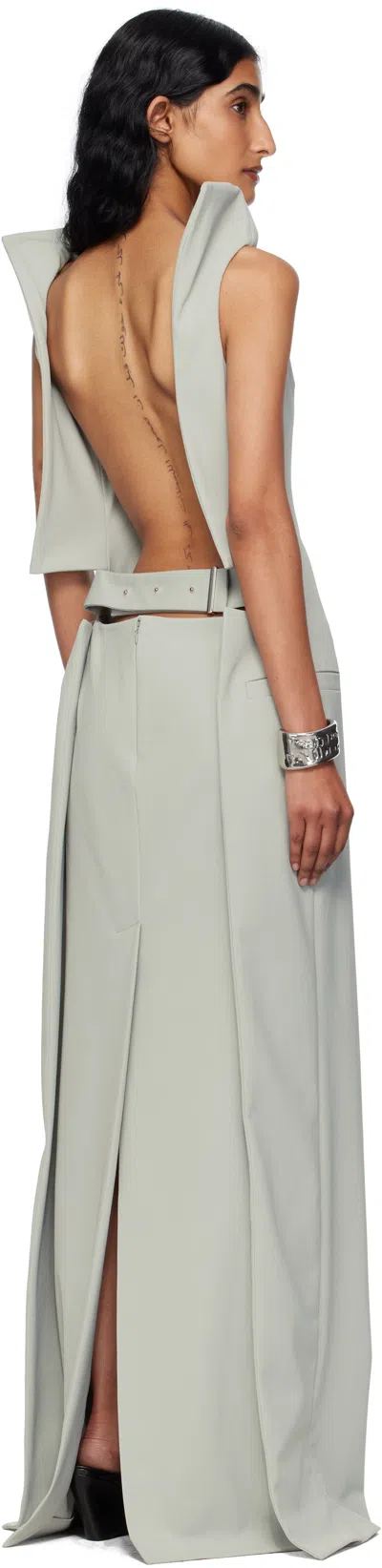 Jean Paul Gaultier Gray Backless Belt Maxi Dress