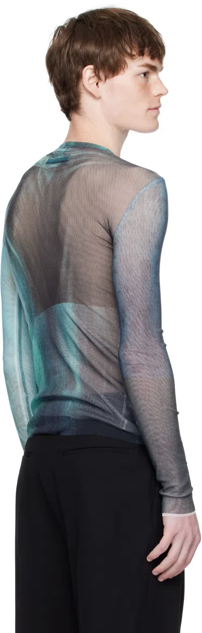 Jean Paul Gaultier Blue 'the Water' Top In Multi