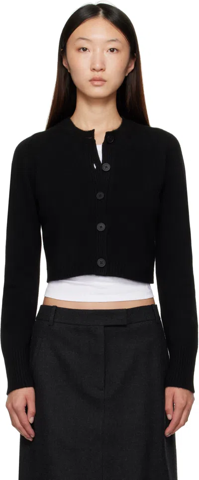 Loulou De Saison Black Zephir Cashmere Cropped Cardigan