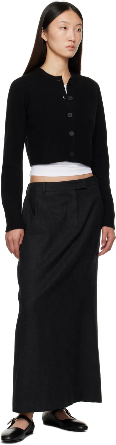 Loulou De Saison Black Zephir Cashmere Cropped Cardigan
