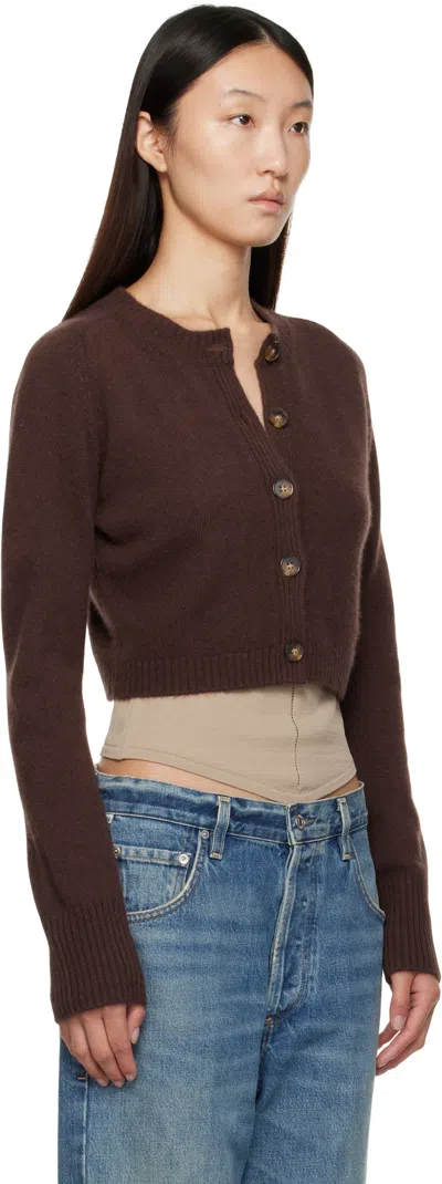Loulou De Saison Brown Zephir Cashmere Cropped Cardigan