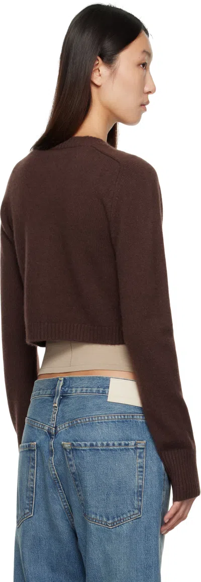 Loulou De Saison Brown Zephir Cashmere Cropped Cardigan