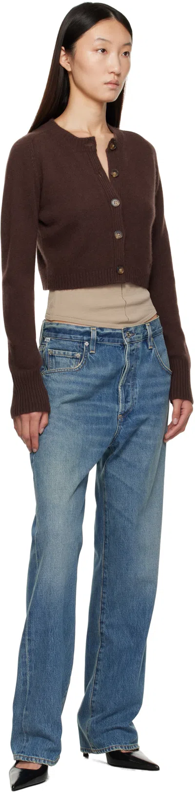 Loulou De Saison Brown Zephir Cashmere Cropped Cardigan