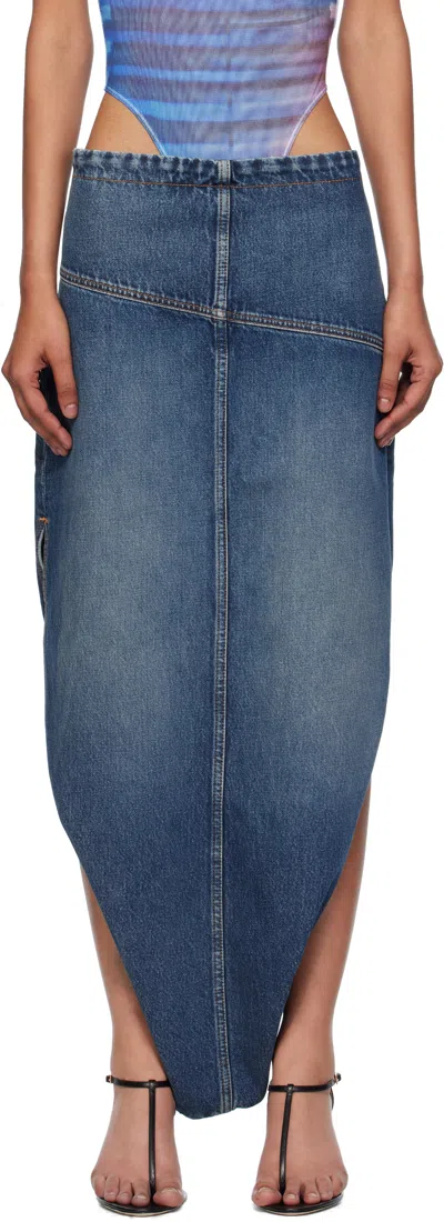 Jean Paul Gaultier Blue Internal Belt & Zipped Opening Denim Maxi Skirt