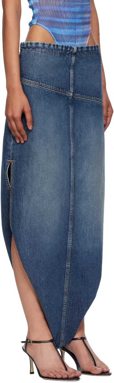 Jean Paul Gaultier Blue Internal Belt & Zipped Opening Denim Maxi Skirt