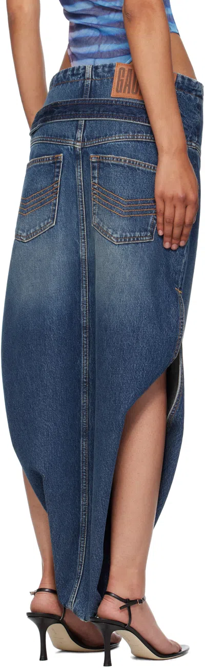Jean Paul Gaultier Blue Internal Belt & Zipped Opening Denim Maxi Skirt