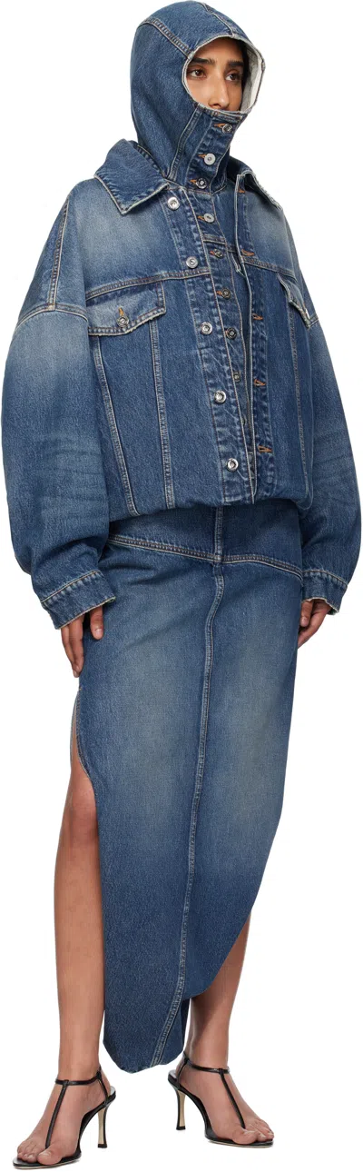 Jean Paul Gaultier Blue Internal Belt & Zipped Opening Denim Maxi Skirt