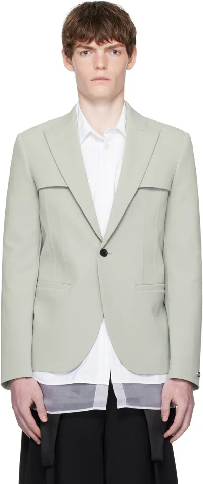 Jean Paul Gaultier Gray Twill Blazer In White