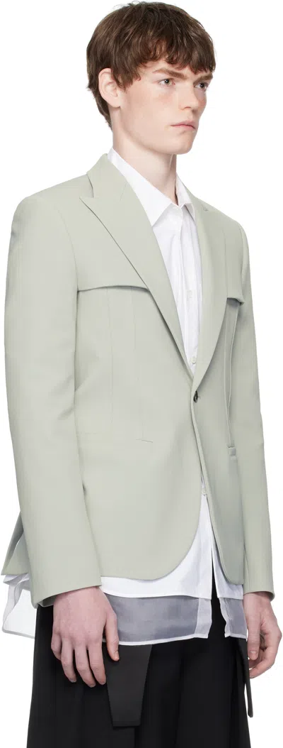 Jean Paul Gaultier Gray Twill Blazer In White