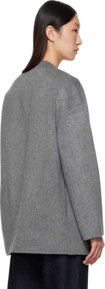 Loulou De Saison Gray Dunne Wool Drap Short Coat