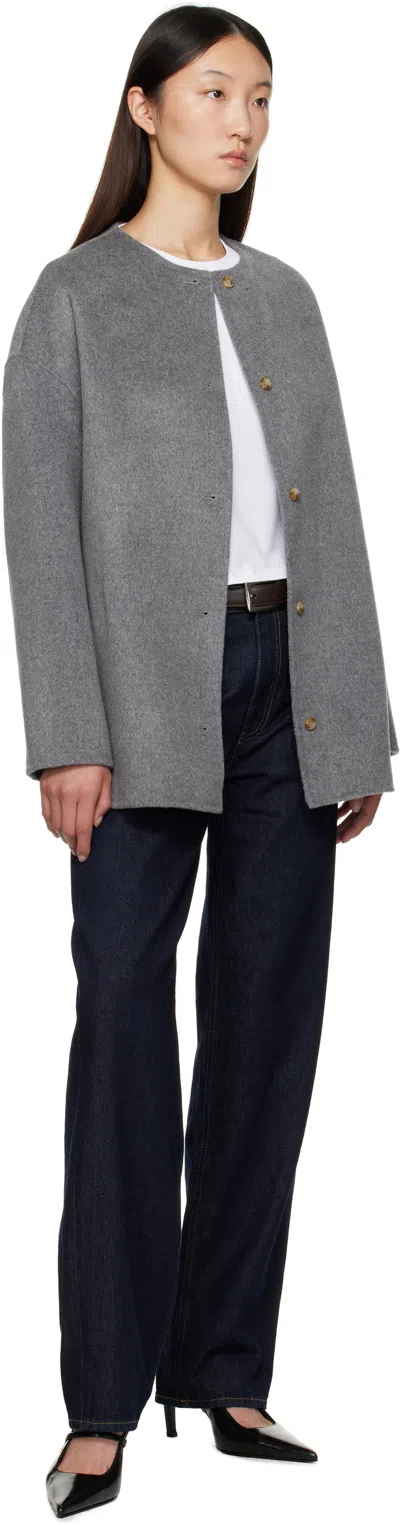 Loulou De Saison Gray Dunne Wool Drap Short Coat