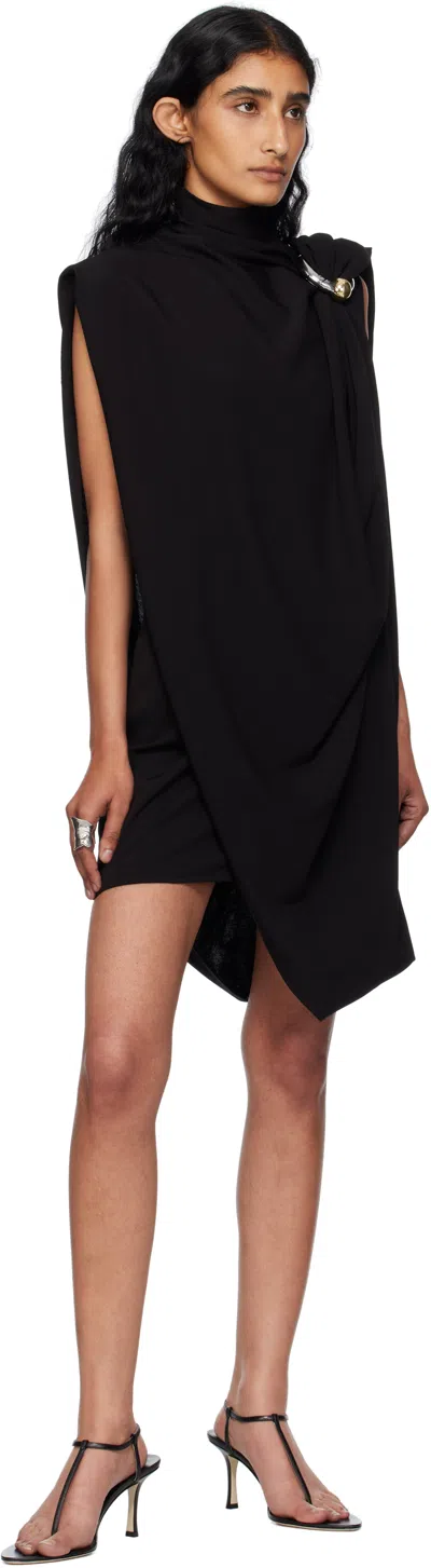 Jean Paul Gaultier Black Draped Jersey Minidress