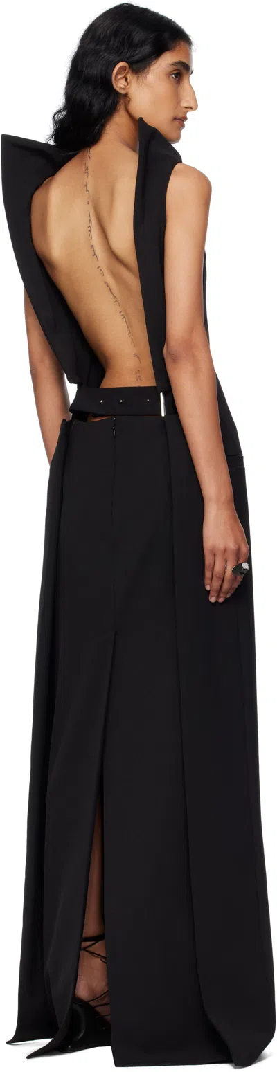 Jean Paul Gaultier Black Backless Belt Maxi Dress