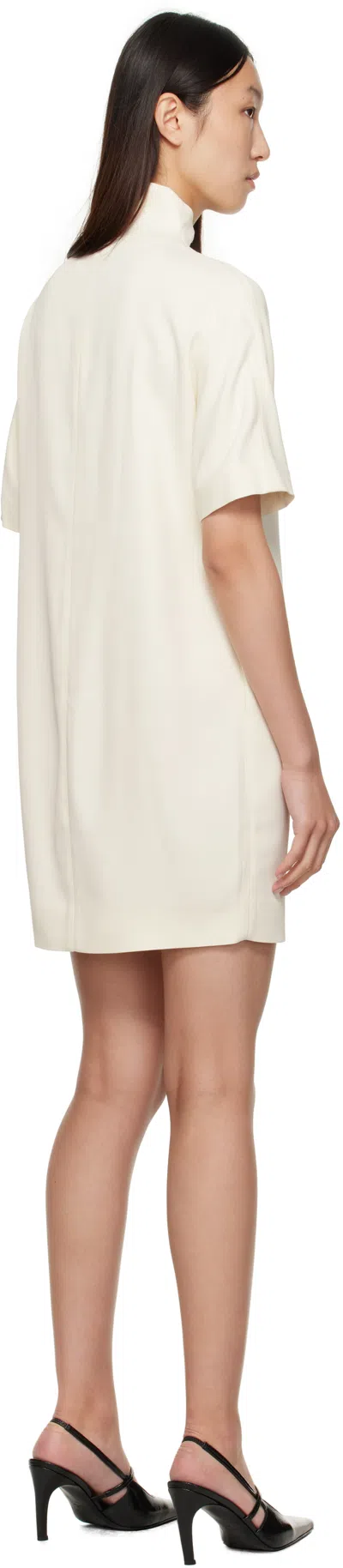Loulou De Saison Off-white Elton Short Sleeves Minidress In White