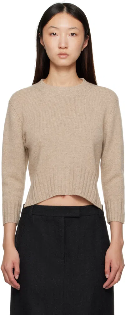 Loulou De Saison Beige Mora Lds Cropped Cashmere Sweater In Neutral