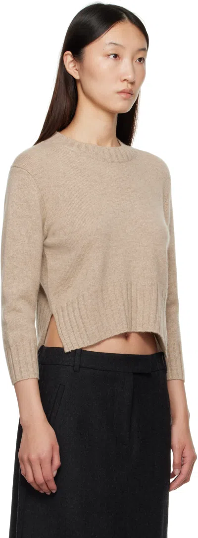 Loulou De Saison Beige Mora Lds Cropped Cashmere Sweater In Neutral