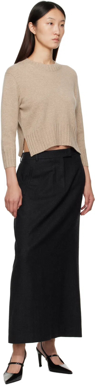 Loulou De Saison Beige Mora Lds Cropped Cashmere Sweater In Neutral