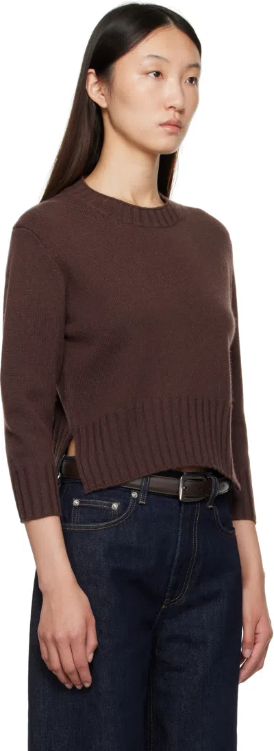 Loulou De Saison Brown Mora Lds Cropped Cashmere Sweater