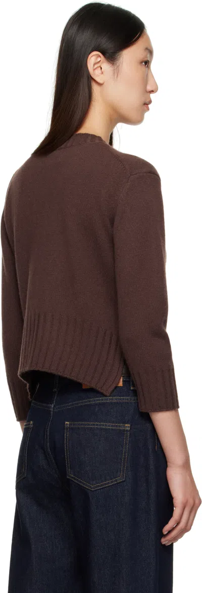Loulou De Saison Brown Mora Lds Cropped Cashmere Sweater