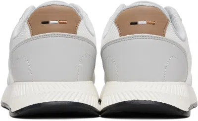 Hugo Boss White & Gray Textured Uppers Low-top Sneakers