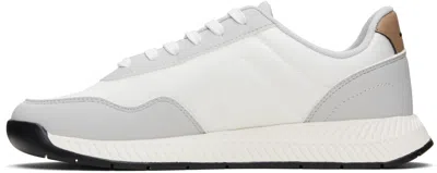 Hugo Boss White & Gray Textured Uppers Low-top Sneakers