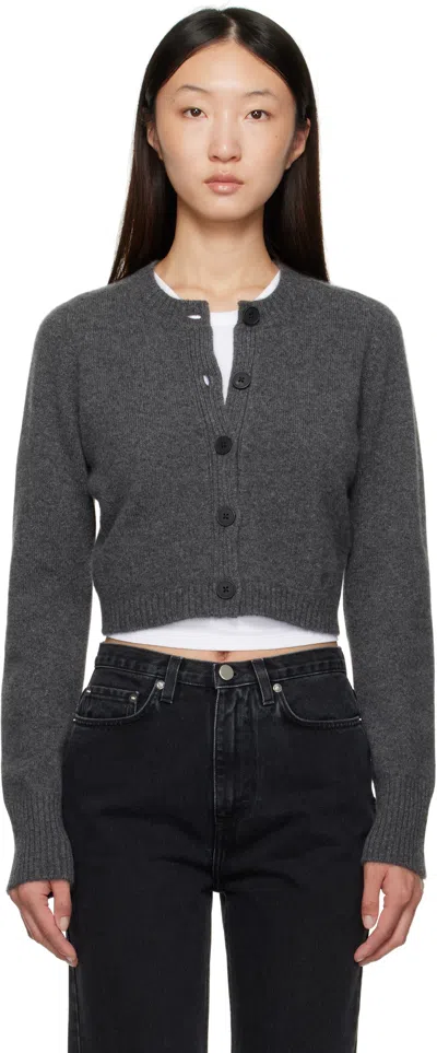 Loulou De Saison Gray Zephir Cashmere Cropped Cardigan