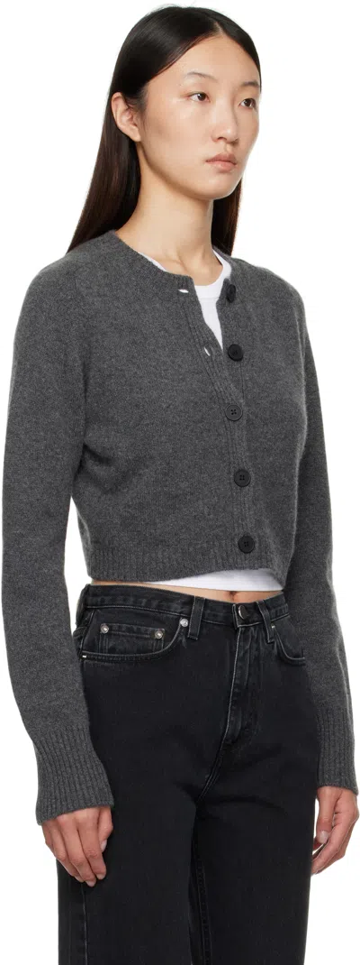 Loulou De Saison Gray Zephir Cashmere Cropped Cardigan