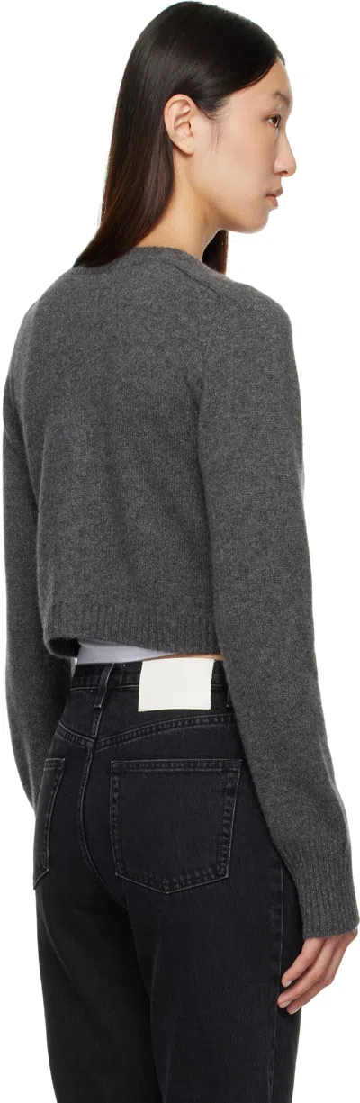 Loulou De Saison Gray Zephir Cashmere Cropped Cardigan