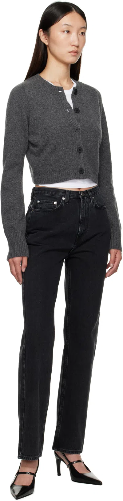 Loulou De Saison Gray Zephir Cashmere Cropped Cardigan