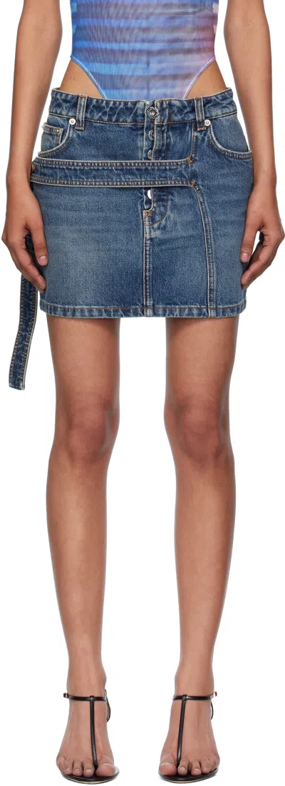 Jean Paul Gaultier Blue Low Waisted Strap Denim Miniskirt