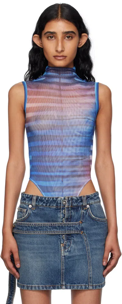 Jean Paul Gaultier Printed Striped Bodysuit