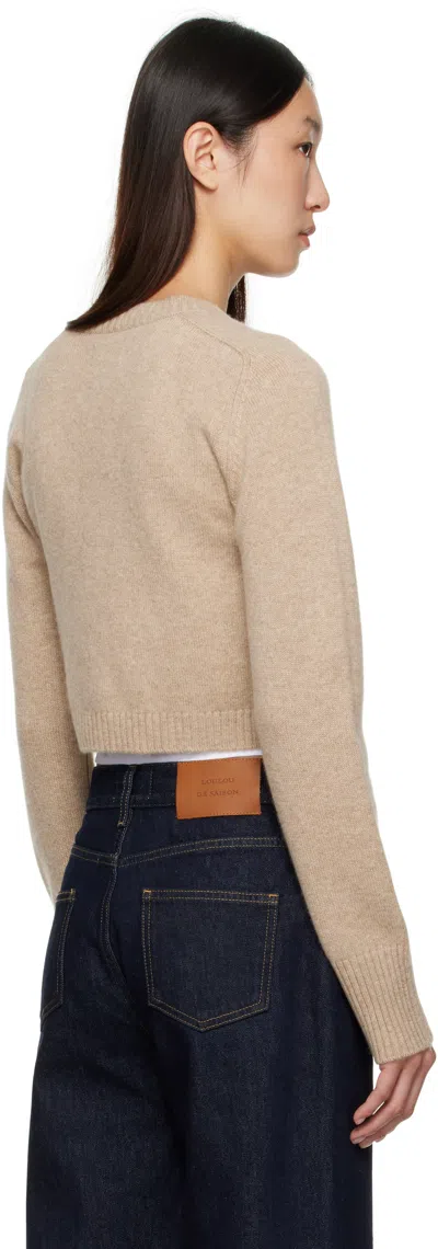 Loulou De Saison Beige Zephir Cashmere Cropped Cardigan