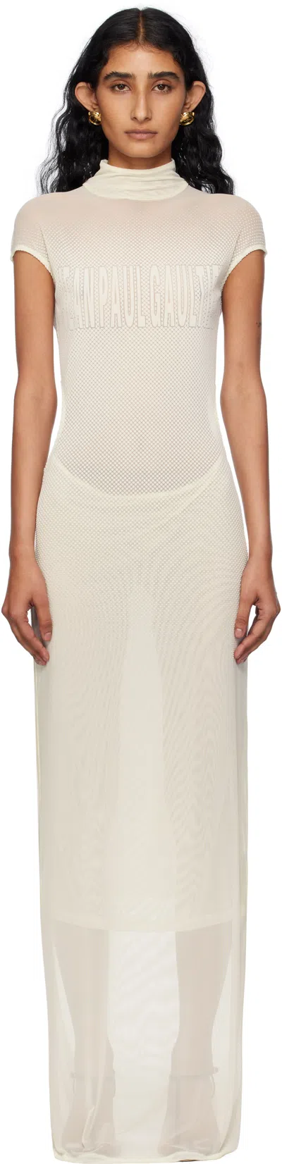 Jean Paul Gaultier Off-white Sleeveless Flock Maxi Dress