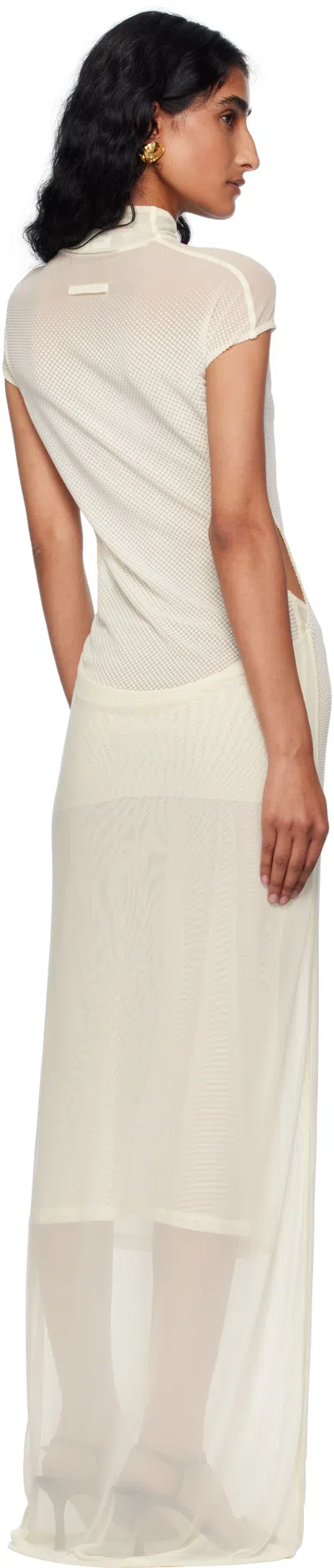 Jean Paul Gaultier Off-white Sleeveless Flock Maxi Dress