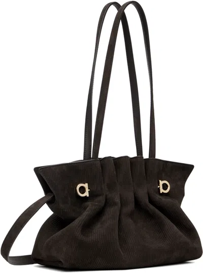Ferragamo Piercing Suede Corduroy Shoulder Bag